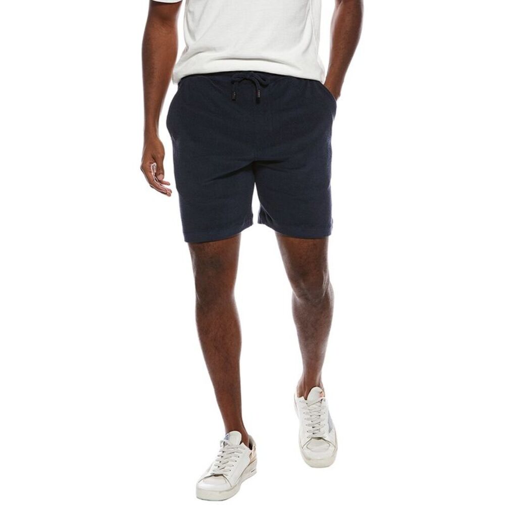 Isaia Mens  Silk-Blend Track Short, Navy